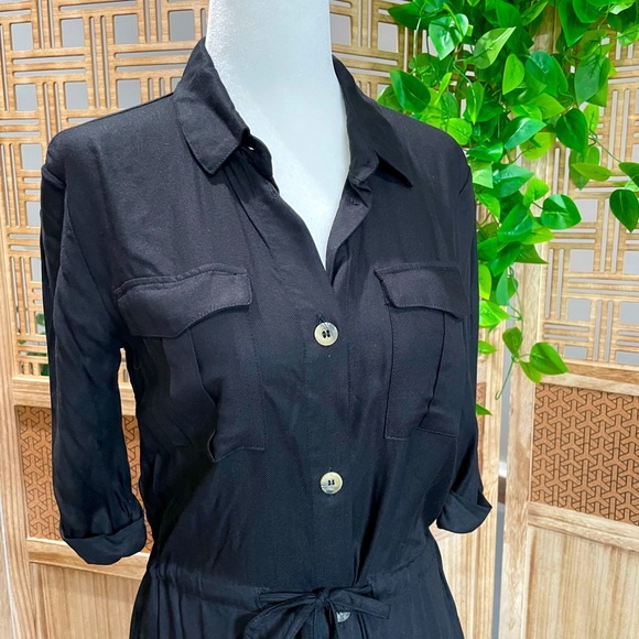 Black Button Down Shirt Dress - Picture 3 of 10